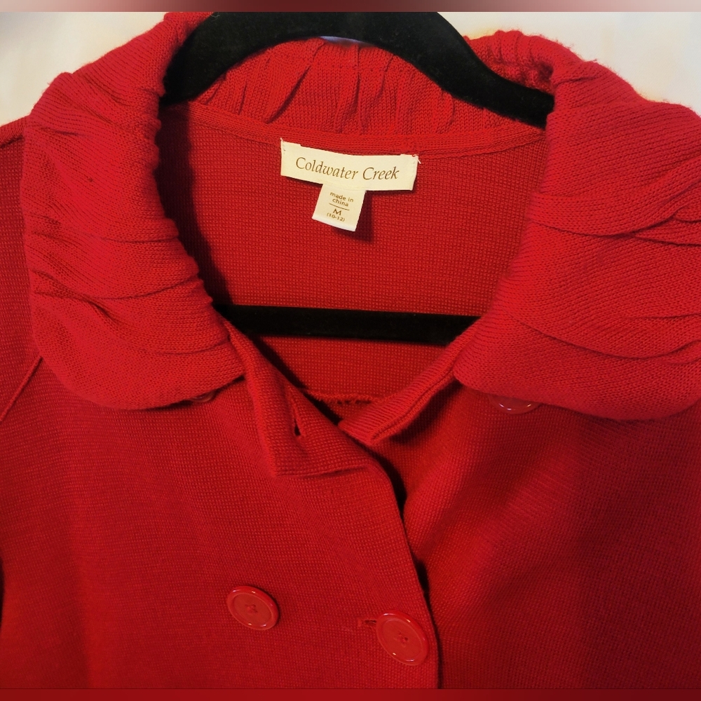 🖤COLDWATER CREEK SZ M Red Double-Breasted Women's Sweater Cardigan - Picture 3 of 5